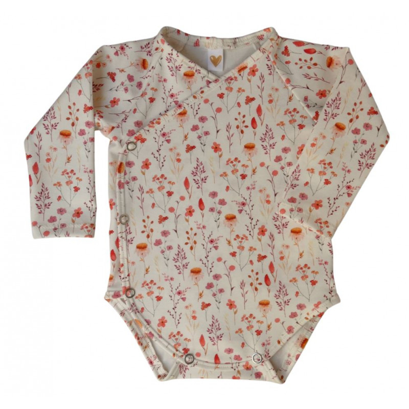 baby overslagrompertje lange mouw bloemetjes