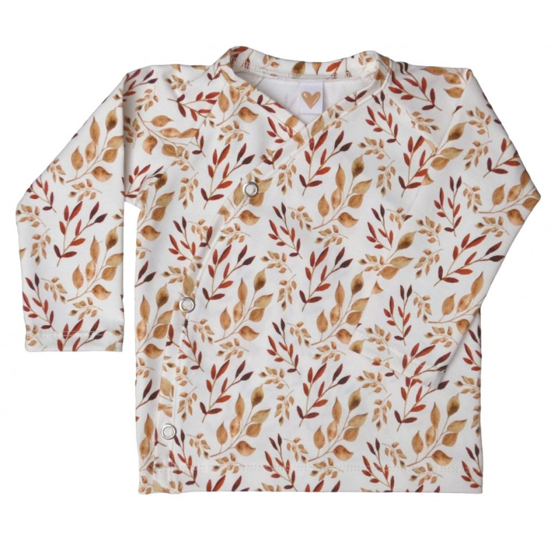 baby overslagshirtje off-white met herfstbladeren