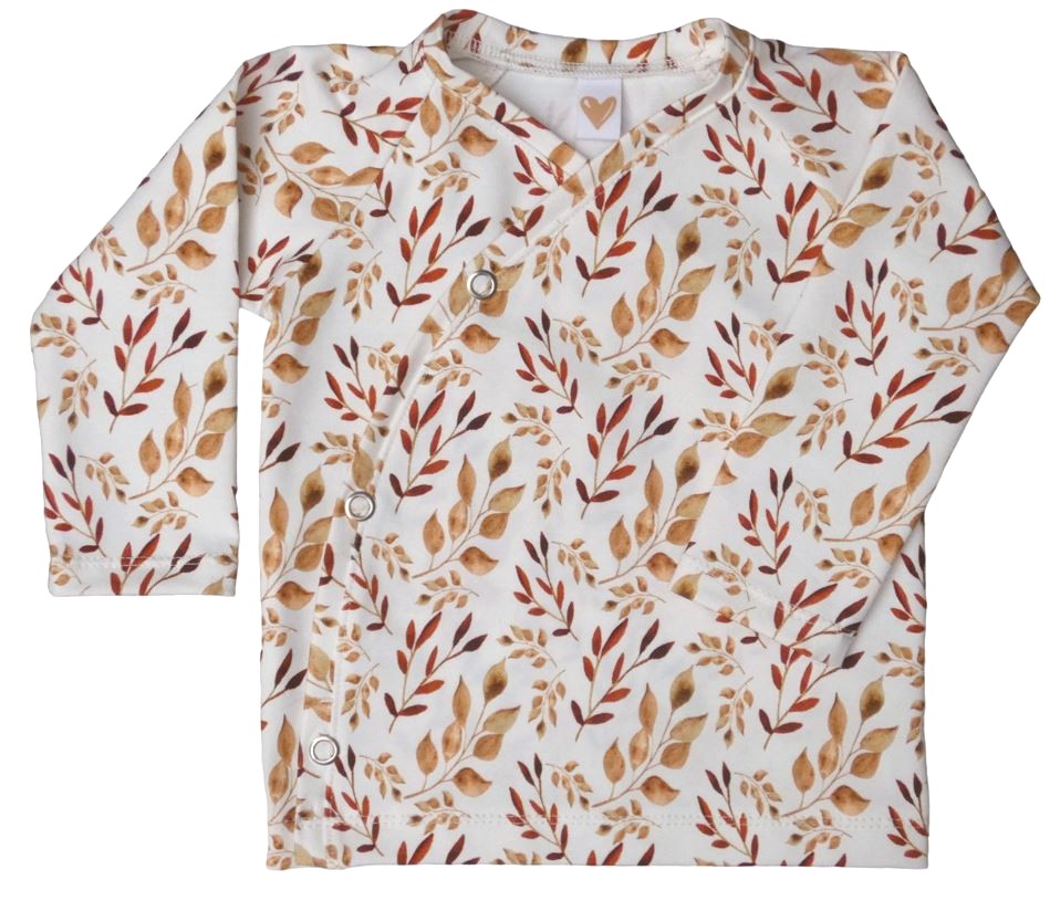 baby overslagshirtje off-white met herfstbladeren