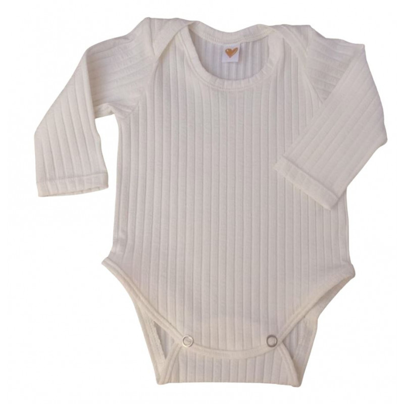 baby rompertje rib enveloppehals off-white lange mouw