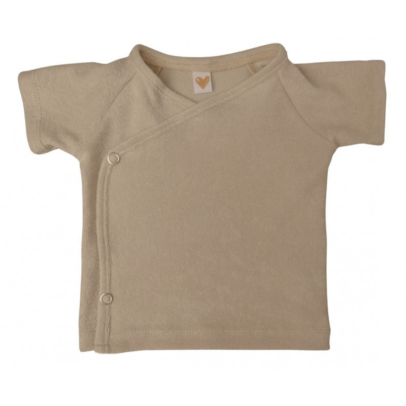 baby shirt badstof zand korte mouw