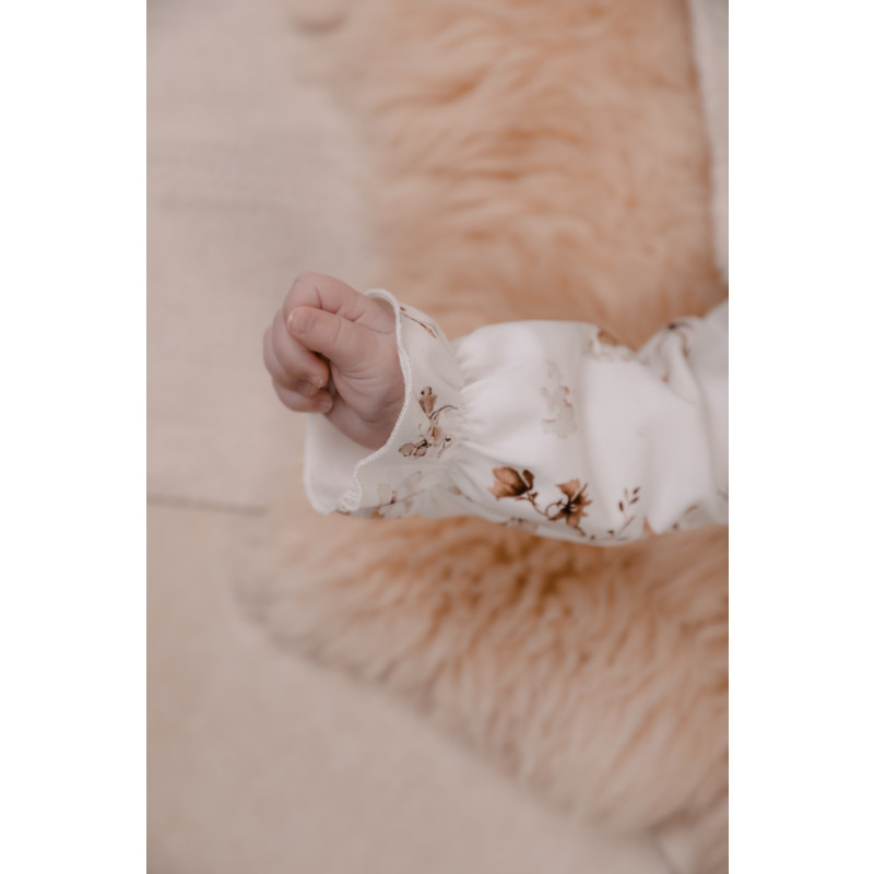 baby jurkje off-white met bruine bloemen