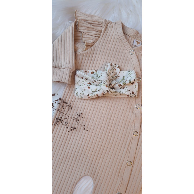 baby boxpakje overslag brede rib licht roze met ruffles