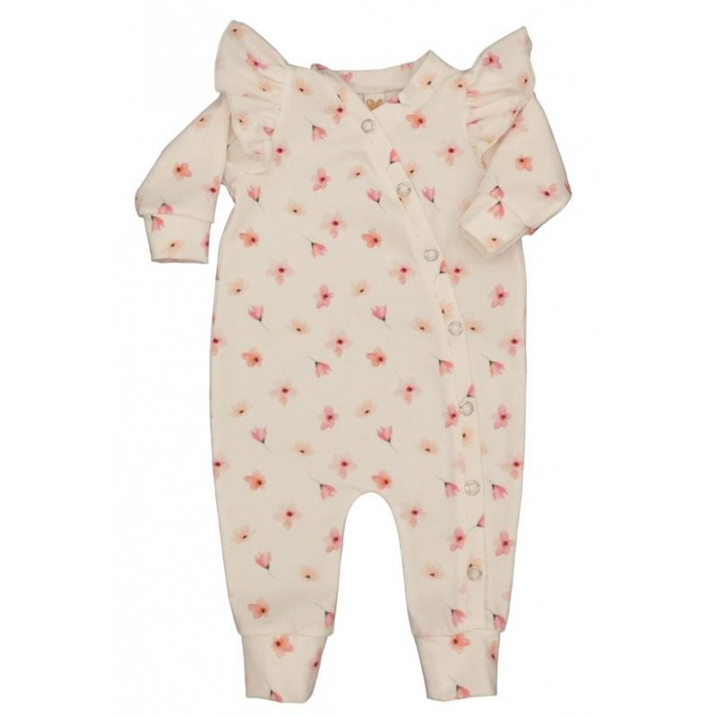 baby boxpakje overslag ecru met roze bloemetjes