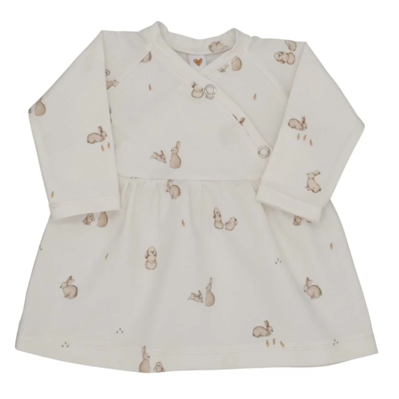 Newborn jurkje off-white met konijntjes