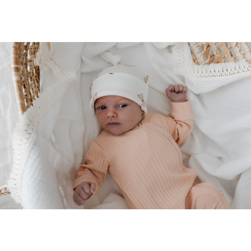 Newborn overslag boxpakje lichtroze in een brede ribstof.