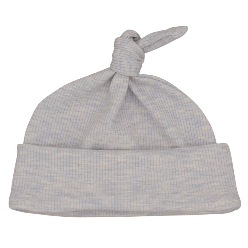 Newborn babymutsje lichtblauw in een fijne ribstof.