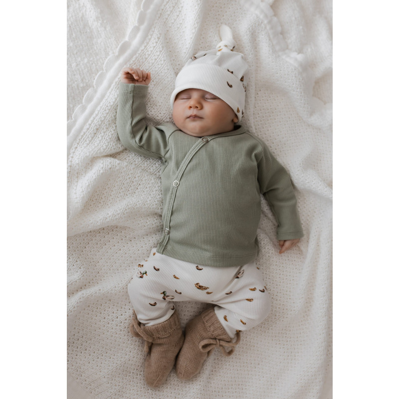 Newborn overslagshirtje fijne rib licht groen