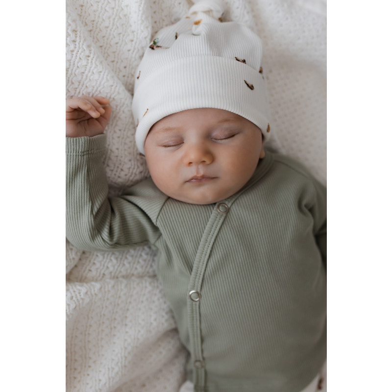 Newborn overslagshirtje fijne rib licht groen.