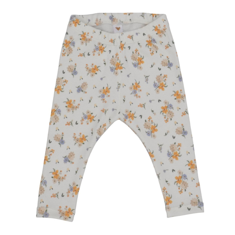 Newborn legging met bloemen in een fijne ribstof.
