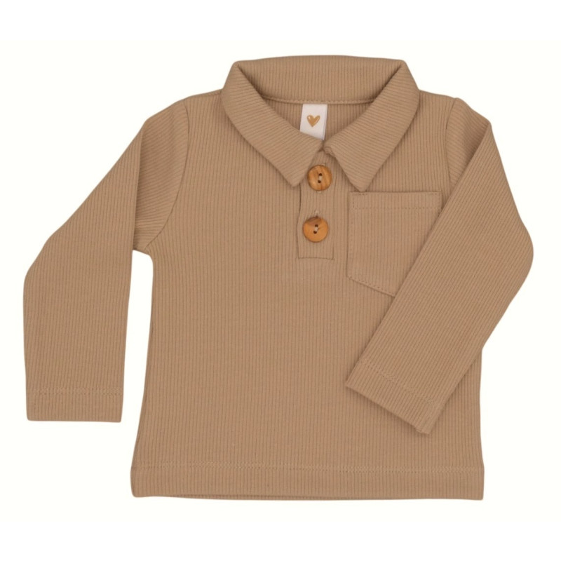 Baby poloshirtje met kraagje in een ribstof