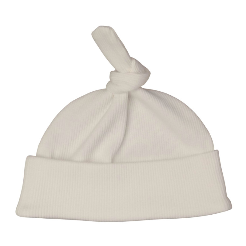 Newborn mutsje in een fijne ribstof in de kleur ecru