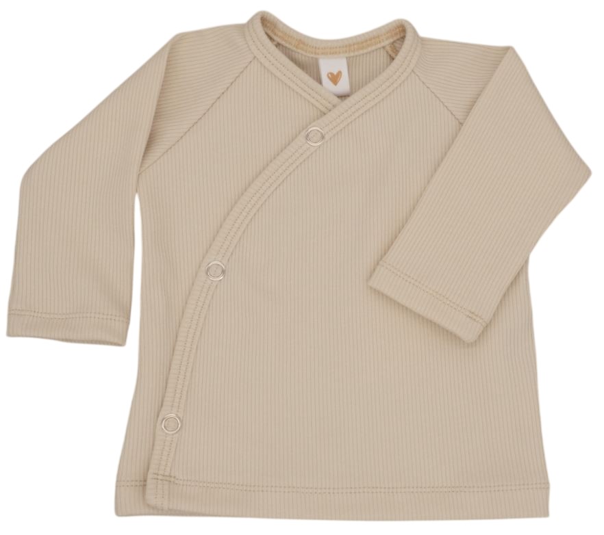 Newborn babyshirt in een lichte zandkleur