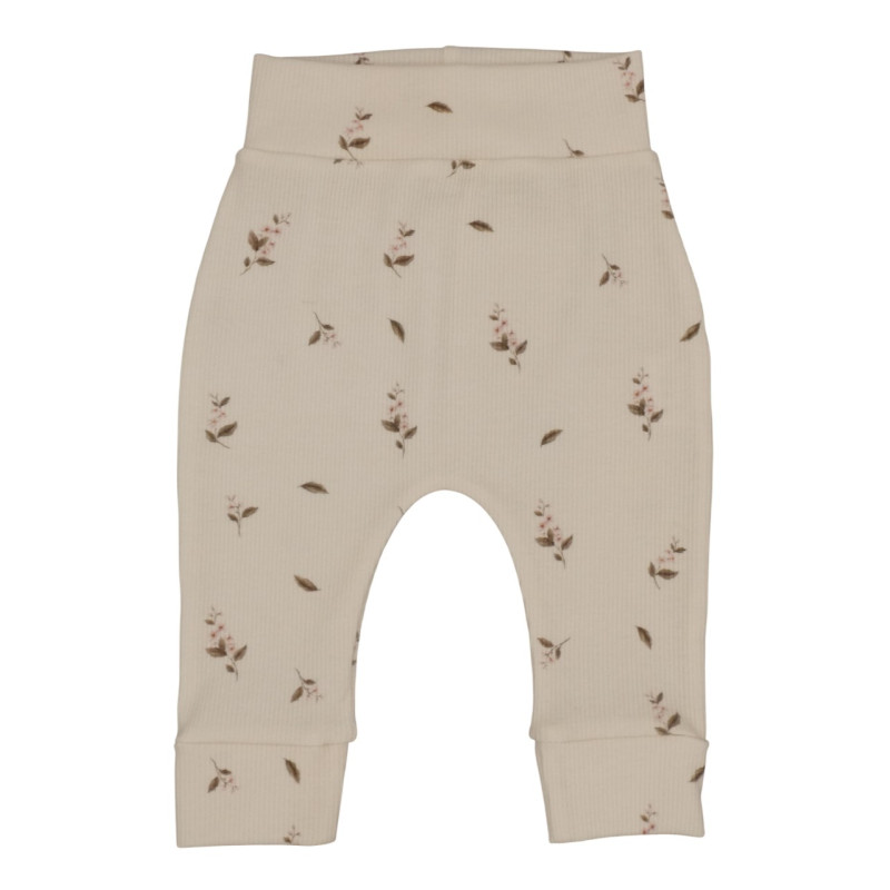 Newborn broekje ecru met kleine roze roosjes