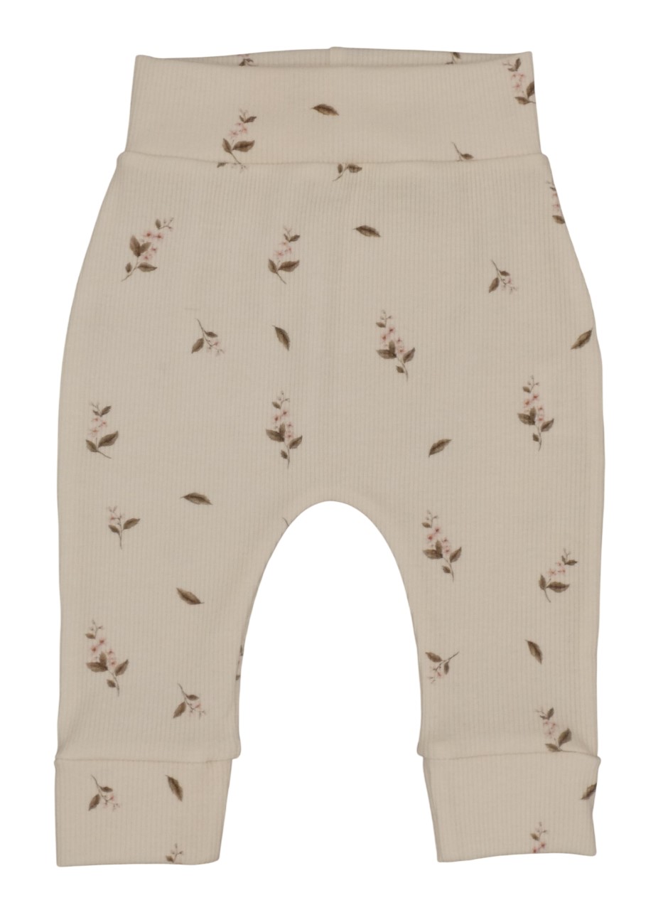 Newborn broekje ecru met kleine roze roosjes