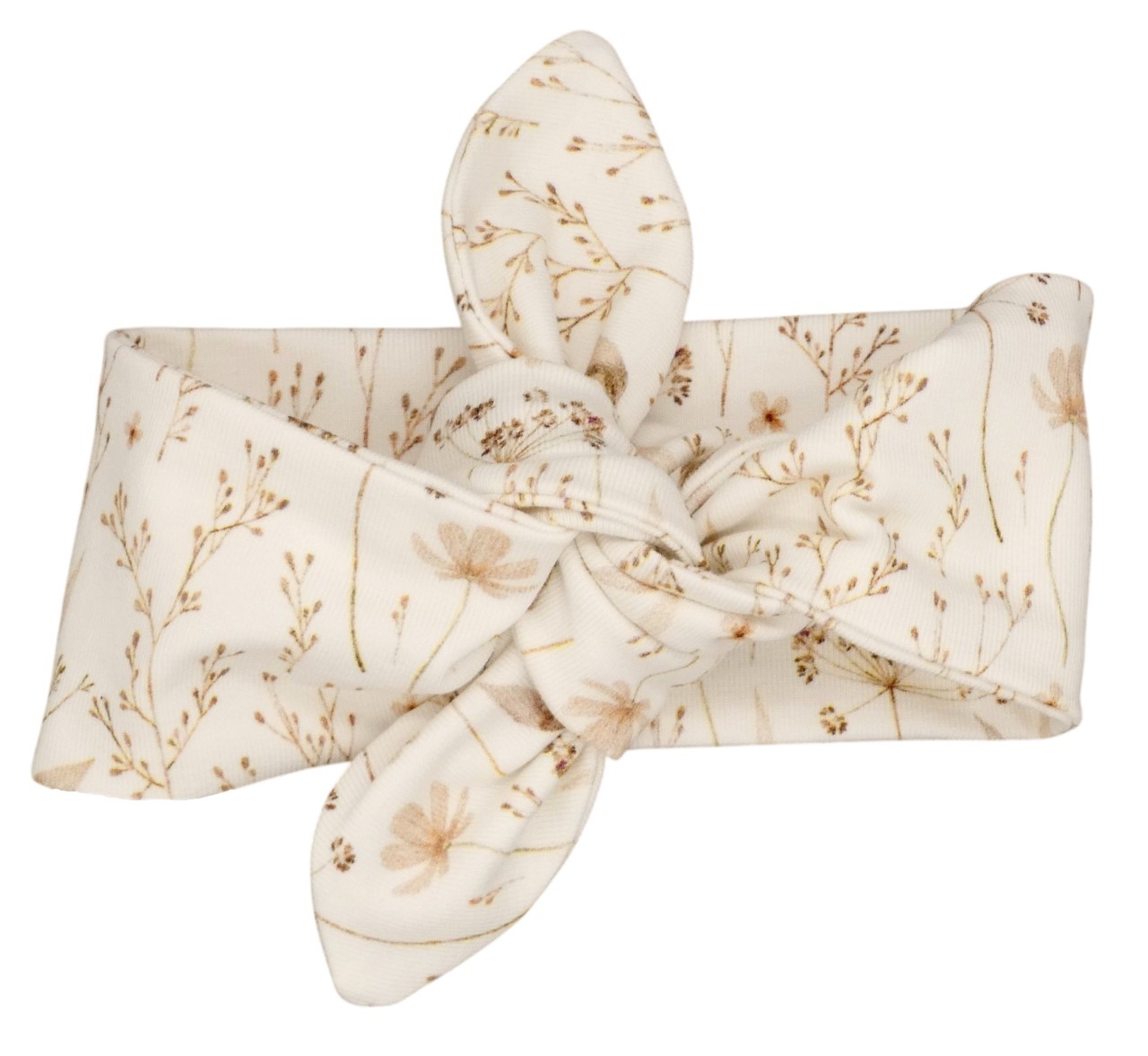 Newborn haarbandje met lichte zandkleurige bloemen