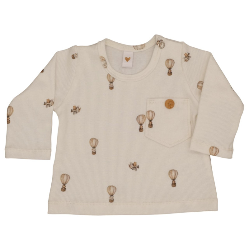 Newborn longsleeve met ballonnen in een ribstof.