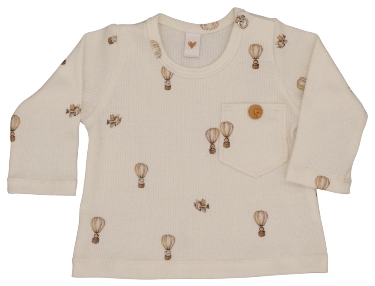 Newborn longsleeve met ballonnen in een ribstof.