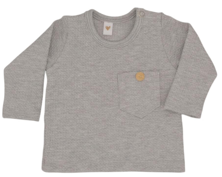 Newborn grijs babyshirtje in een mini kabelstof.