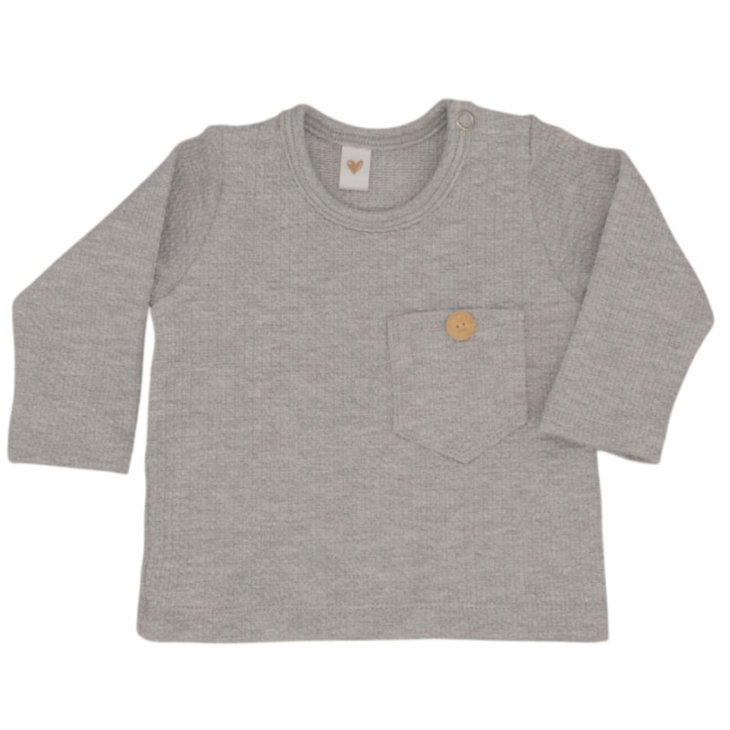 Newborn babyshirtje lichtgrijs in een mini kabel