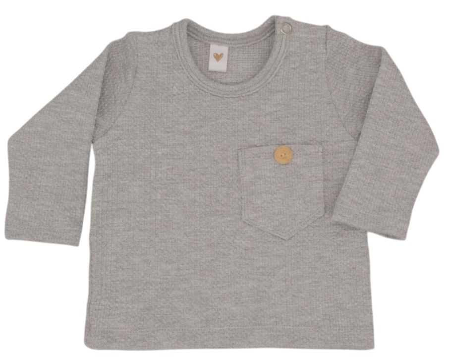 Newborn babyshirtje lichtgrijs in een mini kabel