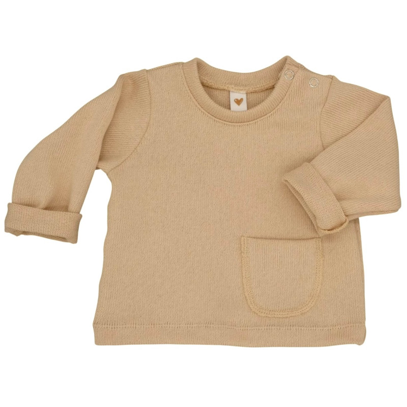 Newborn gebreid truitje in een zandkleur.