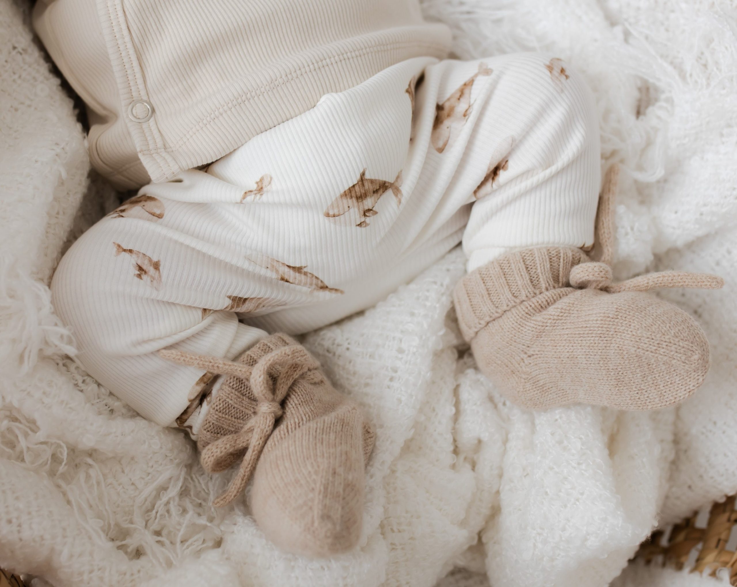 Newborn zand merino wollen babyslofjes