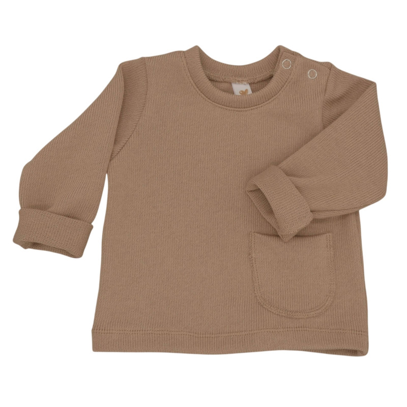 Newborn gebreid truitje donker beige.